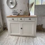 Meuble de métier enfilade patine blanche