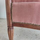 Armchair art deco pink velvet trim
