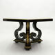 Table à manger néoclassique Maurice Hirsch bois noir doré miroir 1970