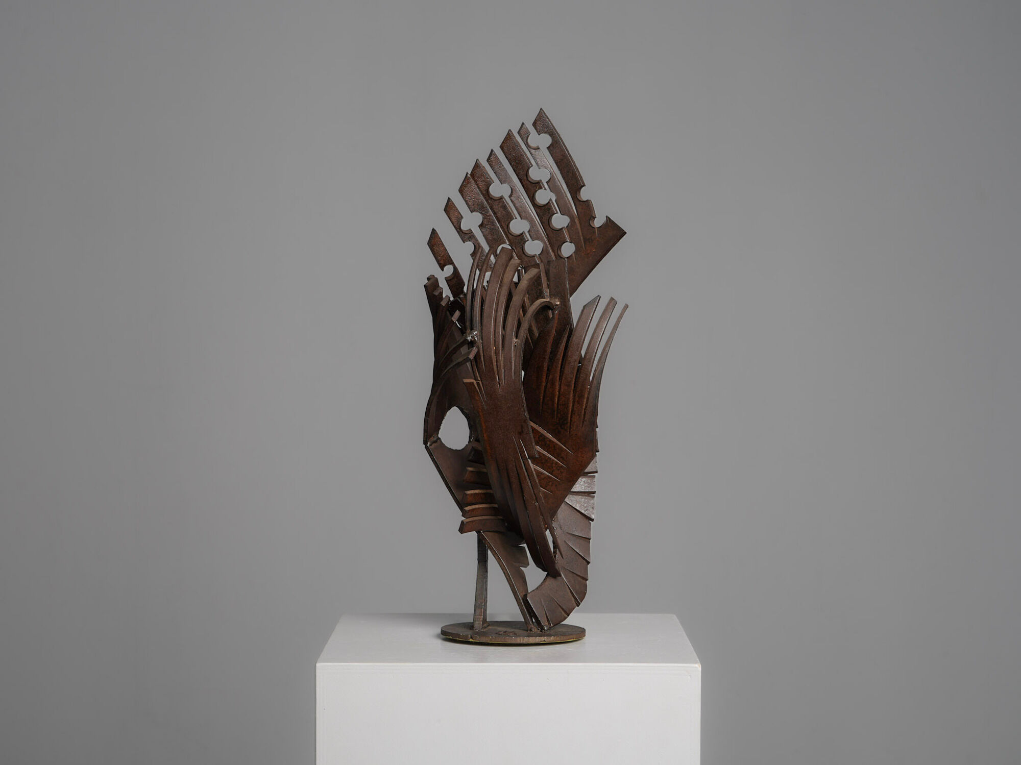 Abstract constructivist iron sculpture, signed CH, Netherlands, 1960s – I