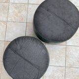 Two poufs or pieces of sofas in leather patchwork