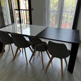 Extendable table in tempered glass white