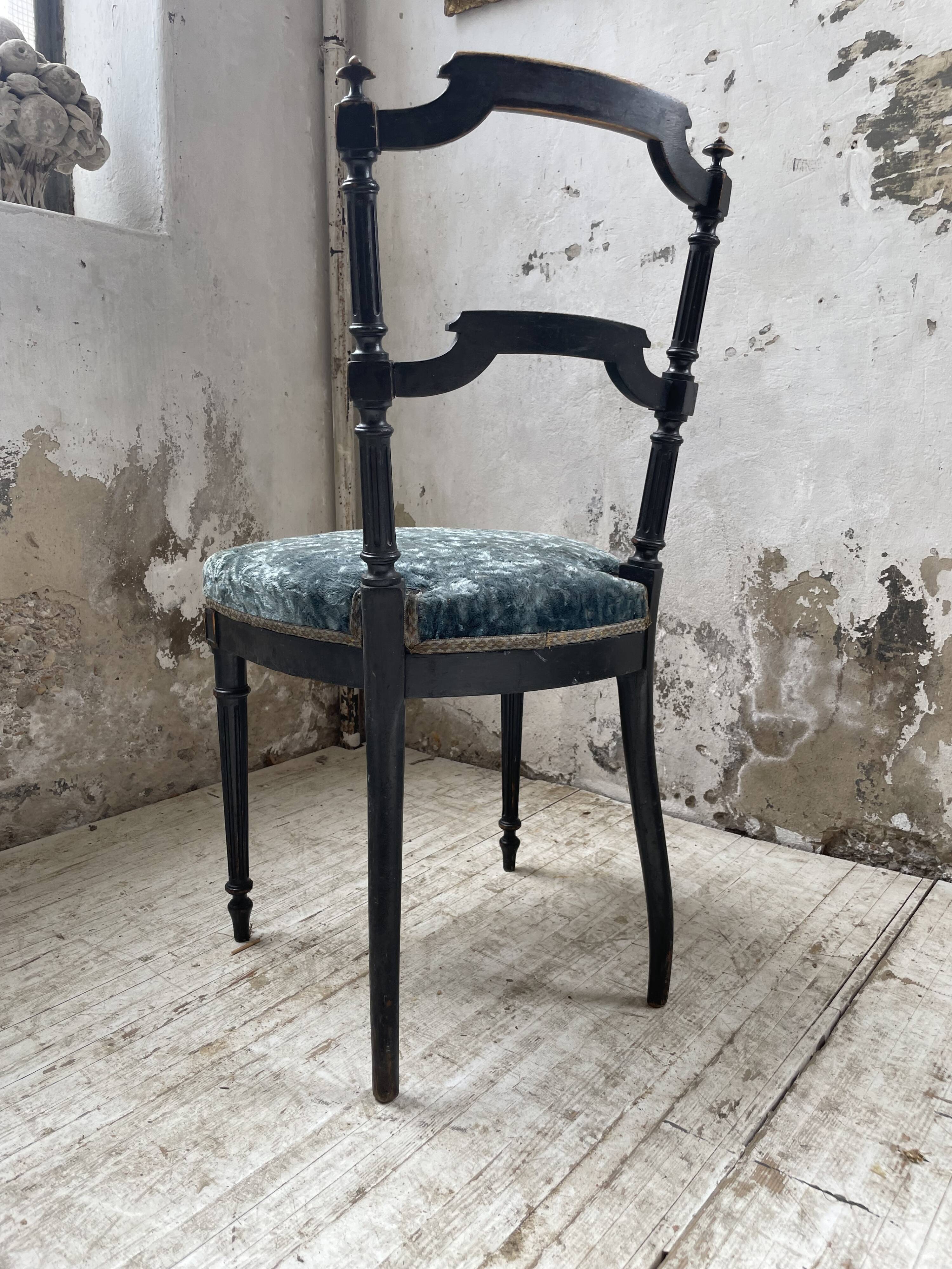 Chaise Napoléon 3 velours bleu