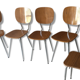 Table, chaises et tabouret en Formica marron
