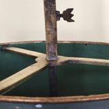 Three-light bouillotte lamp in gold metal, desk lamp.