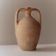 Vintage terracotta amphora vase from the 1930s, handcrafted Italian jug with two handles, fine linear decoration, rustic decoration, gift idea.