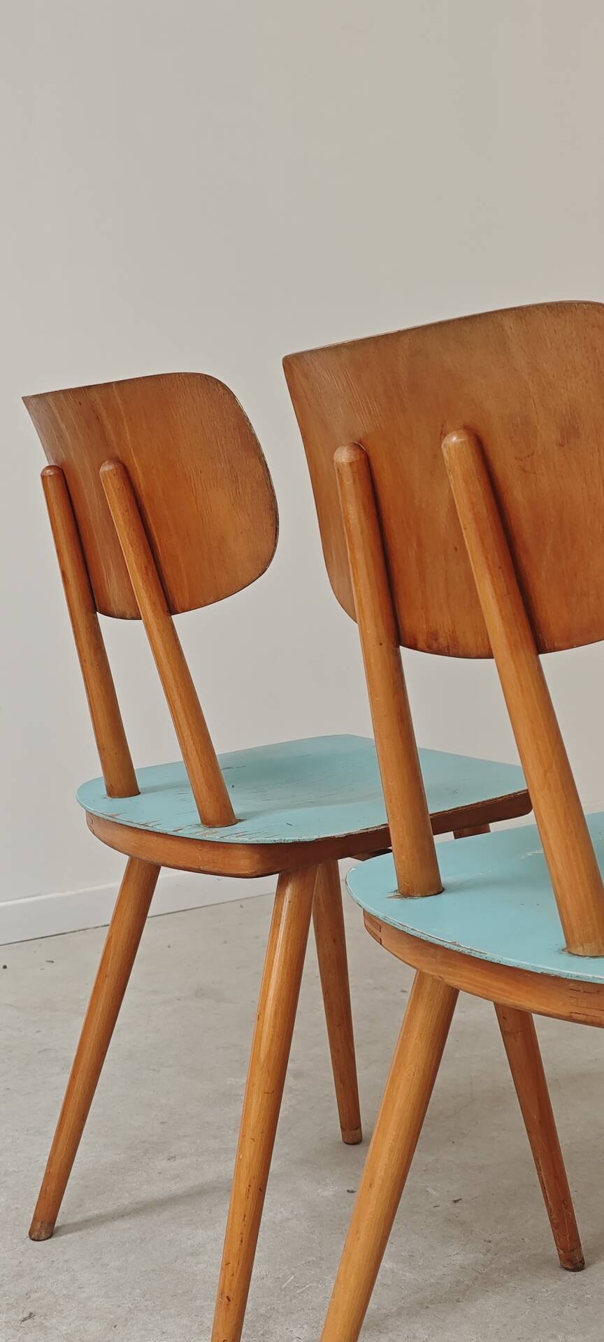 Lot de 4 chaises bois TON Bystrice ( Thonet ) bleu clair , lot 2