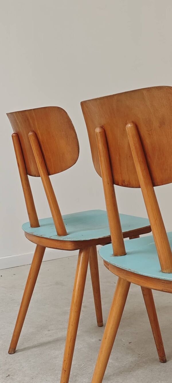 Lot de 4 chaises bois TON Bystrice ( Thonet ) bleu clair , lot 2