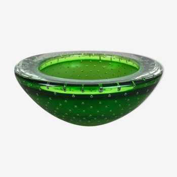 Murano Glass Bullicante "Green" Bowl Element Shell Ashtray Murano, Italy, 1970s