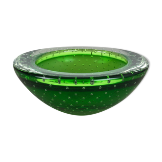 Murano Glass Bullicante "Green" Bowl Element Shell Ashtray Murano, Italy, 1970s