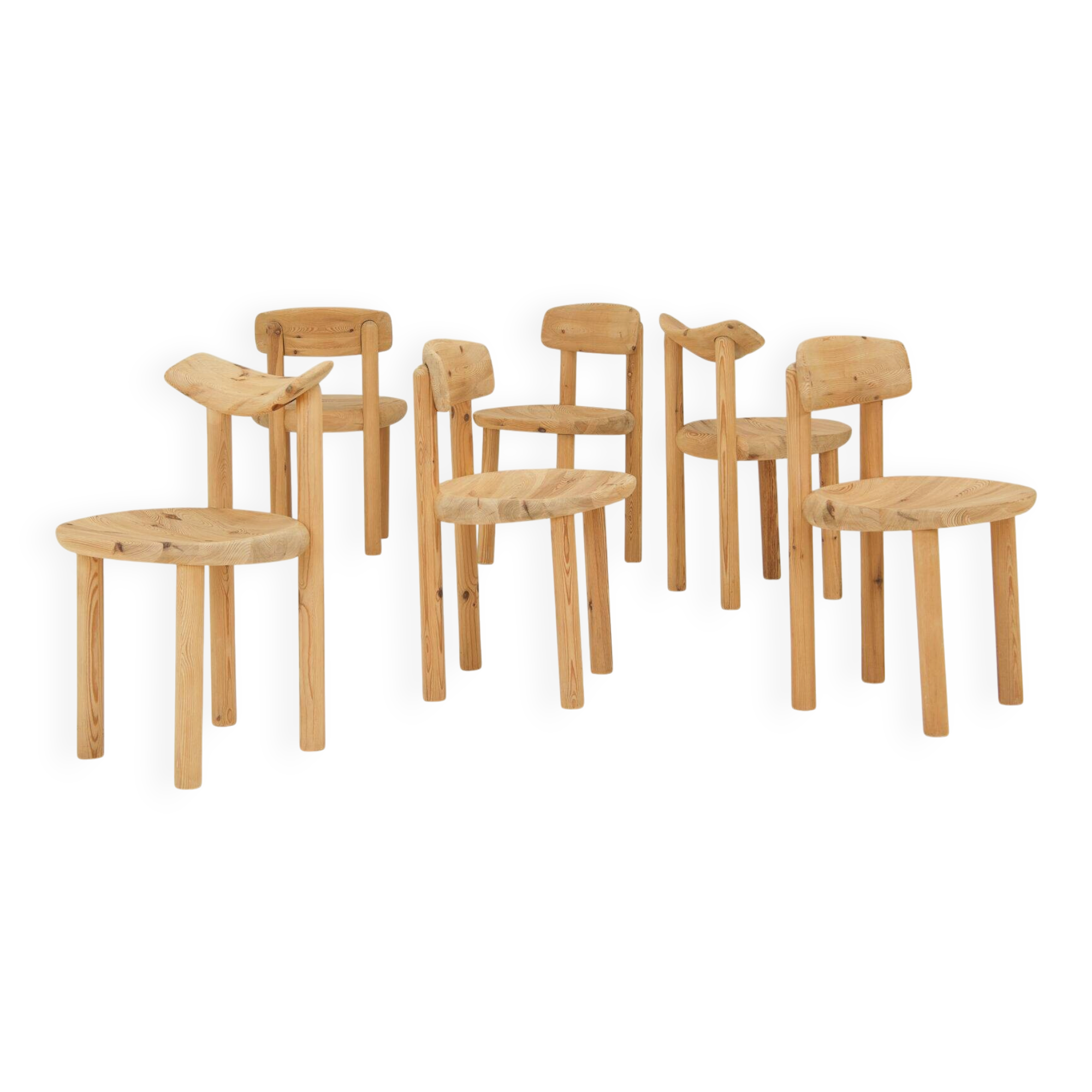 Set of 6 dining chairs in pine