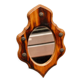 Mirror badge in flamed pine, 33x22 cm