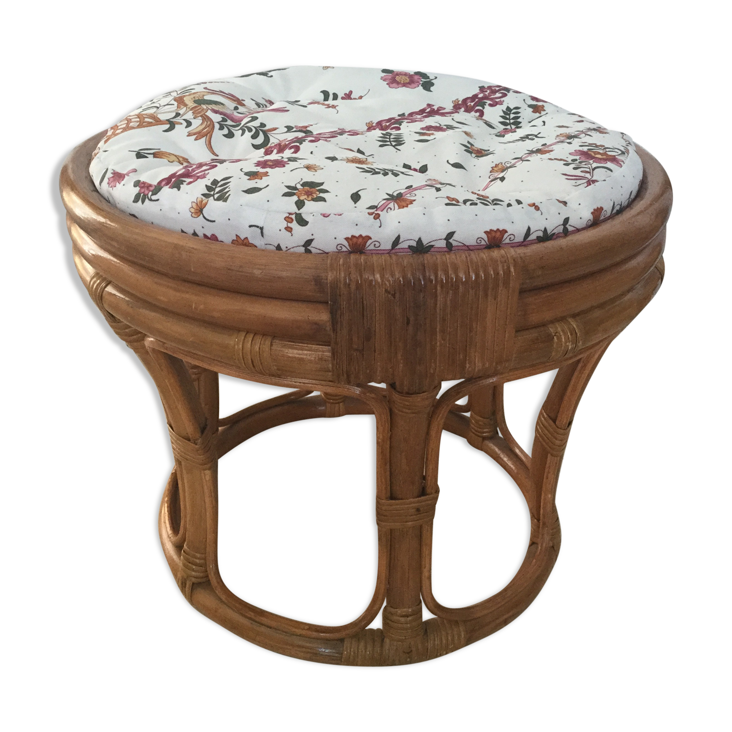 Pouf vintage en rotin