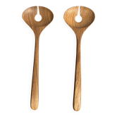 Salad server or large teak spoon, oval shape, split, L30 D9