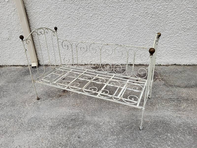 Small 2-tier metal and wooden stand 1960