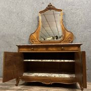 Superb Louis XV style chest of drawers with psyche doors in walnut marquetry circa 1880