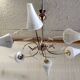 Lustre 6 feux moderniste en laiton doré - années 50/60
