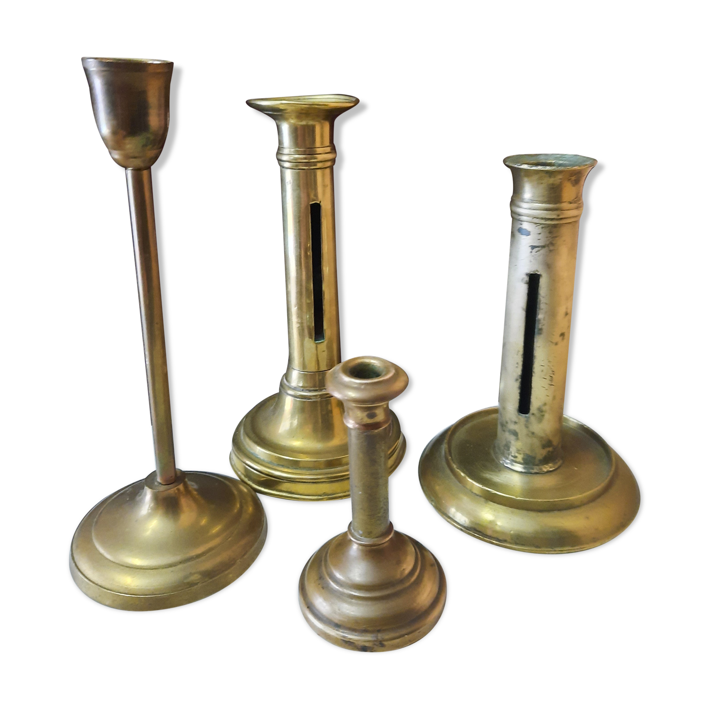 Set of brass candle holders