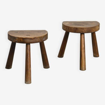 Pair of brutalist stools, France circa 1965