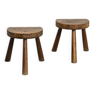 Pair of brutalist stools, France circa 1965