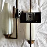 Brass and white glass wall lamps