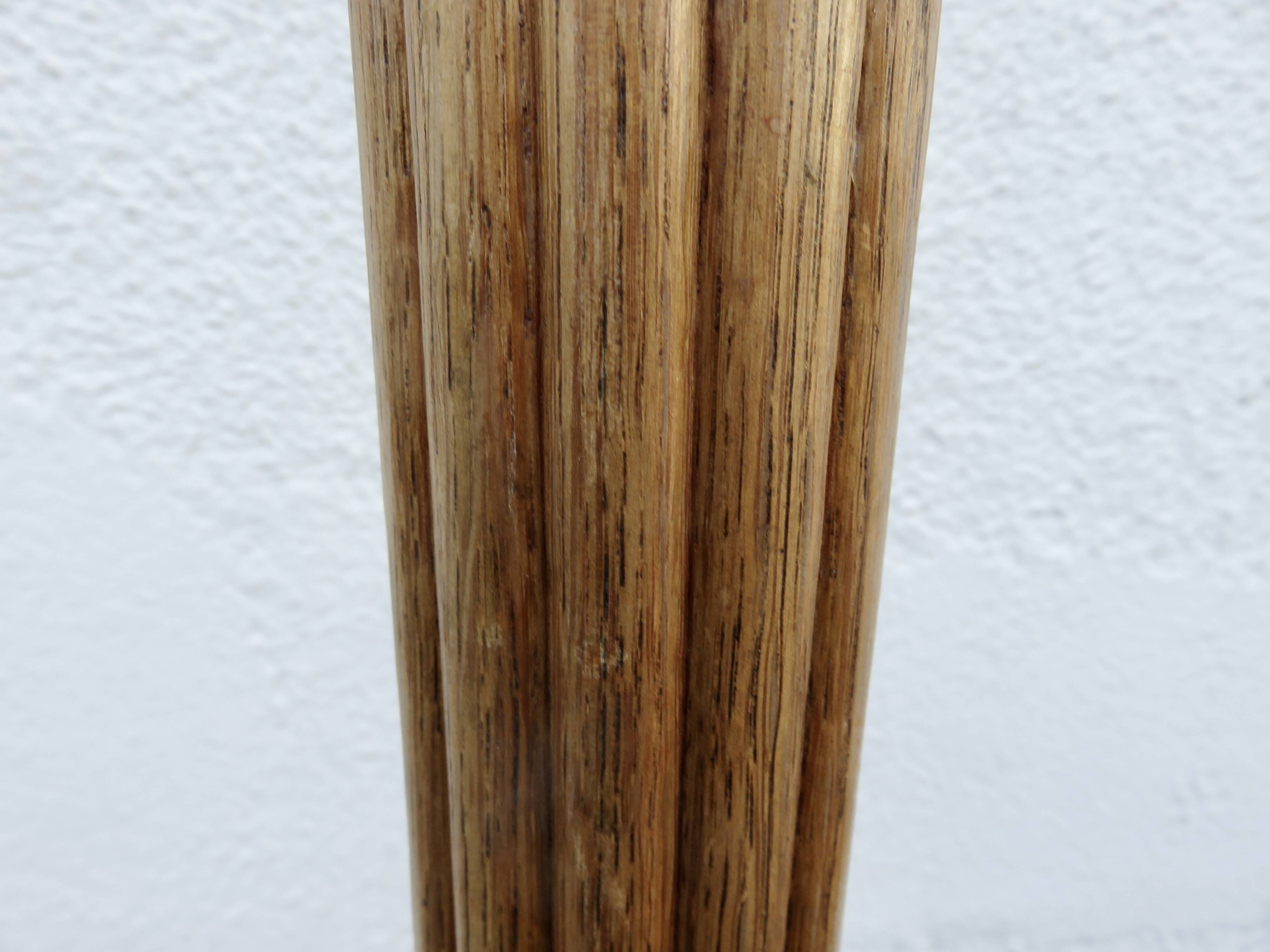 Art Deco tapered floor lamp in solid oak from the 1930s-1940s.