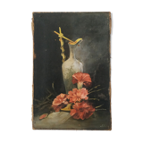 Old pitcher painting with carnations