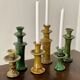 Tamegroute candlestick candlestick ocher yellow enamelled ceramic M H25cm