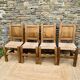 Set of 4 wooden and straw chairs