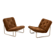 Pair of brown "666" low chairs by Kho Liang for Artifort 70's
