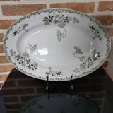 Grand plat ovale St Amand modèle "modern style" vert Terre de Fer