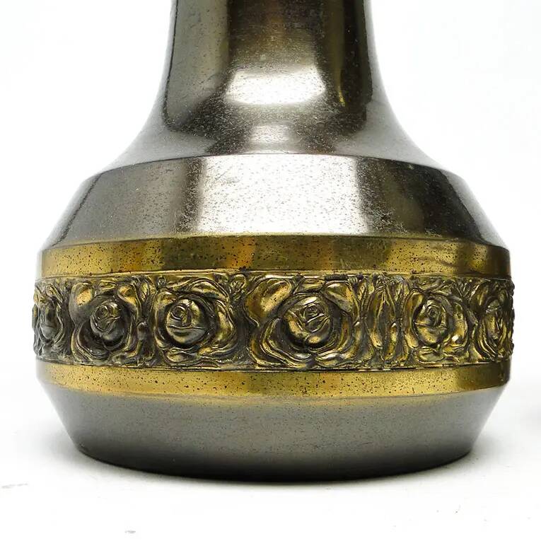 Pair of Art Nouveau amphorae, patinated brass, France, early 20th century