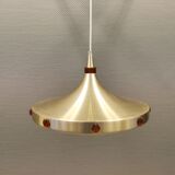 Danish Space Age lamp from the 70s, in lacquered aluminium with primers and bottom grid