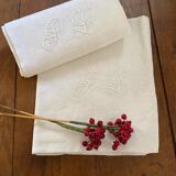 Damask cotton tea towels monogram LP.