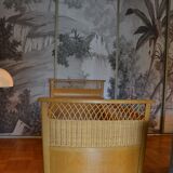 Child's bed in rattan of the years 50