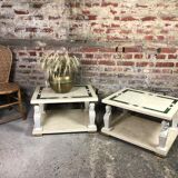Sofa side tables in resin and brass