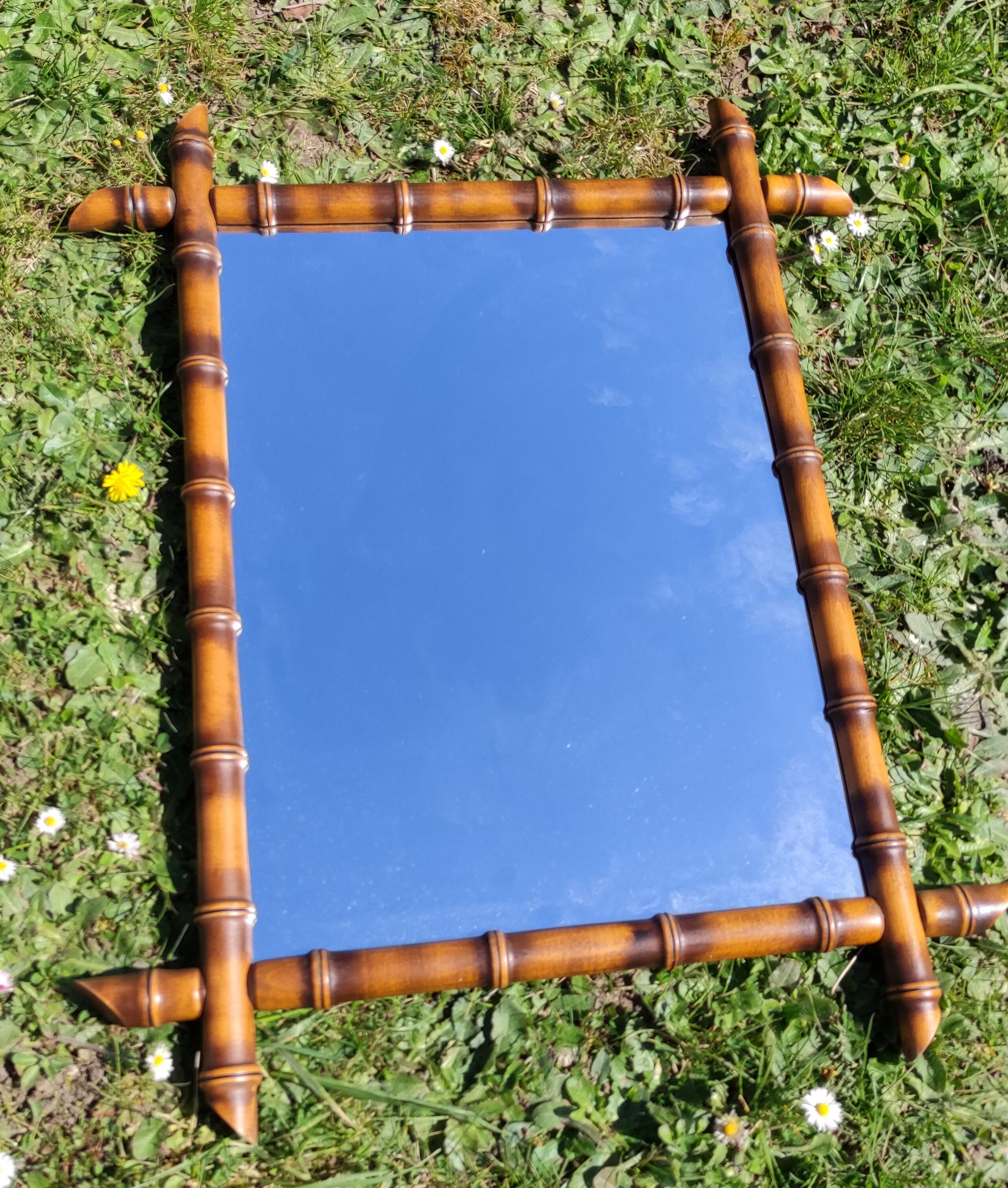 Large antique wooden mirror