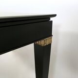 Lacquered Beech Dining Table in the style of Paolo Buffa with Taupe Glass Top