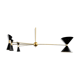 Suspension with 8 brass lights and Black lampshade