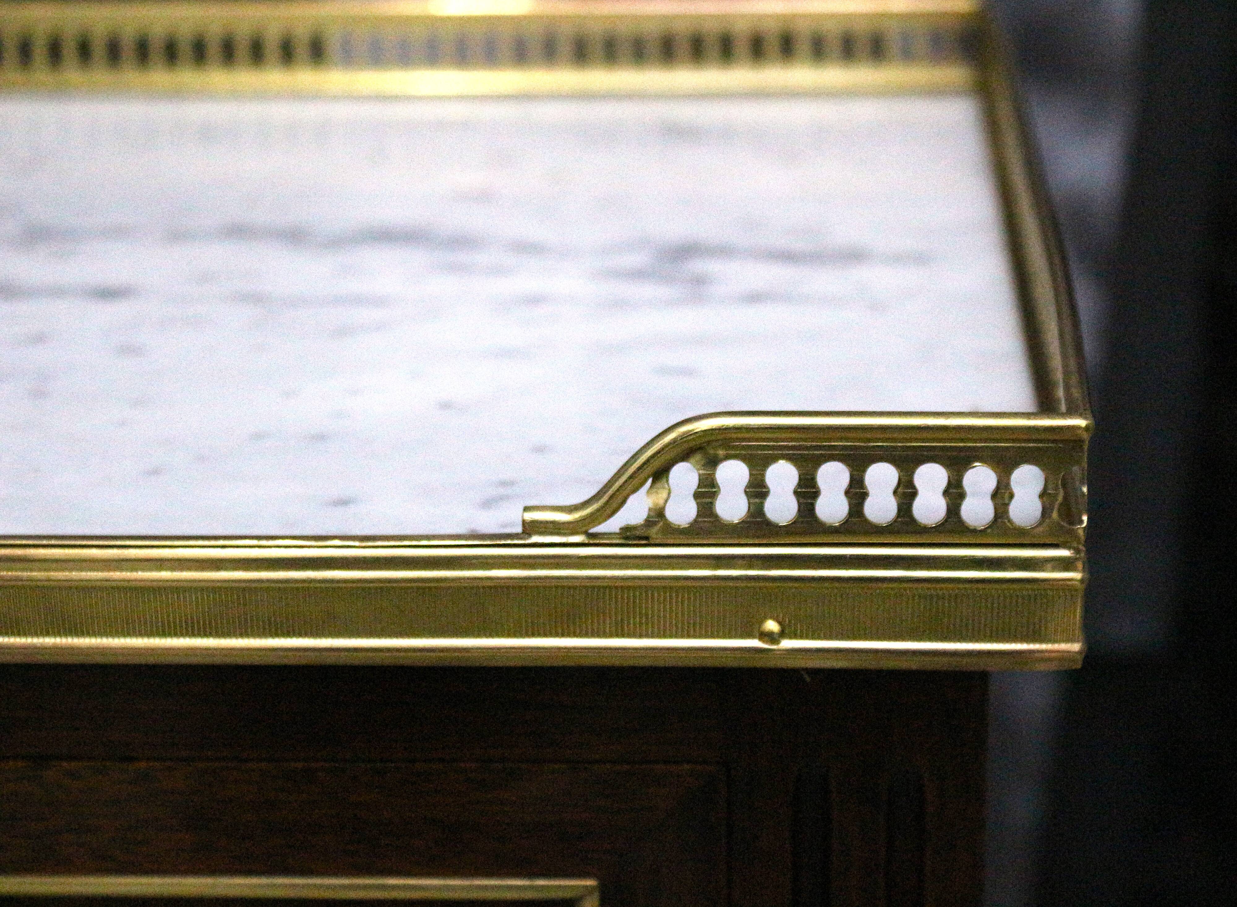 Pair of Louis XVI Style Nightstands with White Carrara Marble