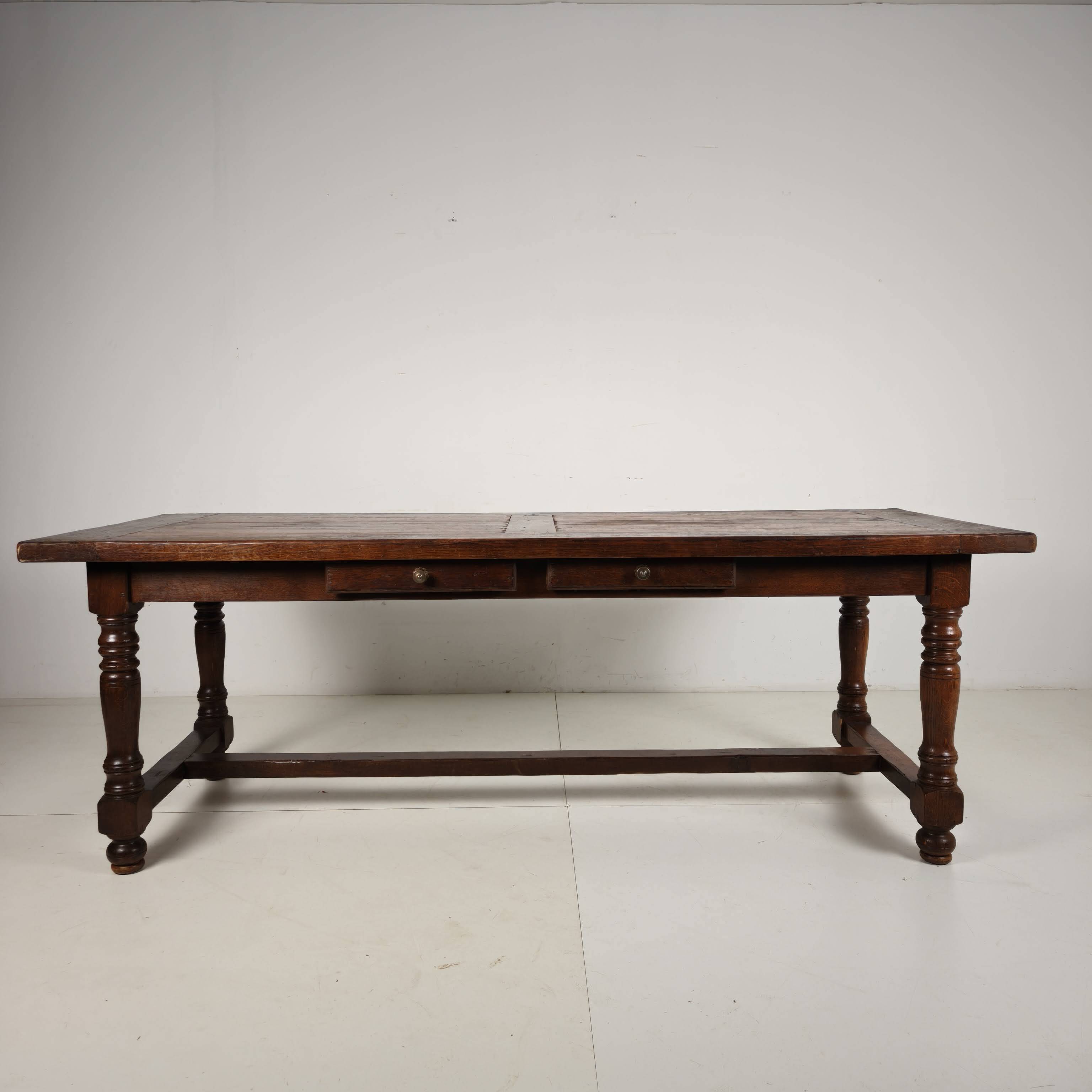 Large French Oak Monastery Table 320/220 cm, early 20th Century