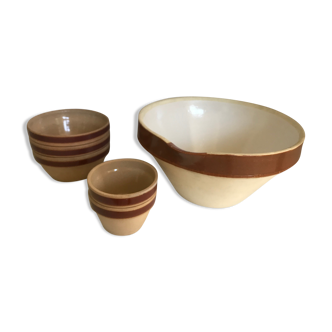 4l sandstone bowl and Gien bowls