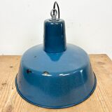 Industrial Blue Enamel Factory Pendant Lamp, 1960s