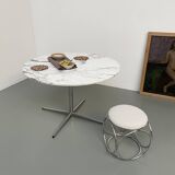 60s marble table with chrome cross base