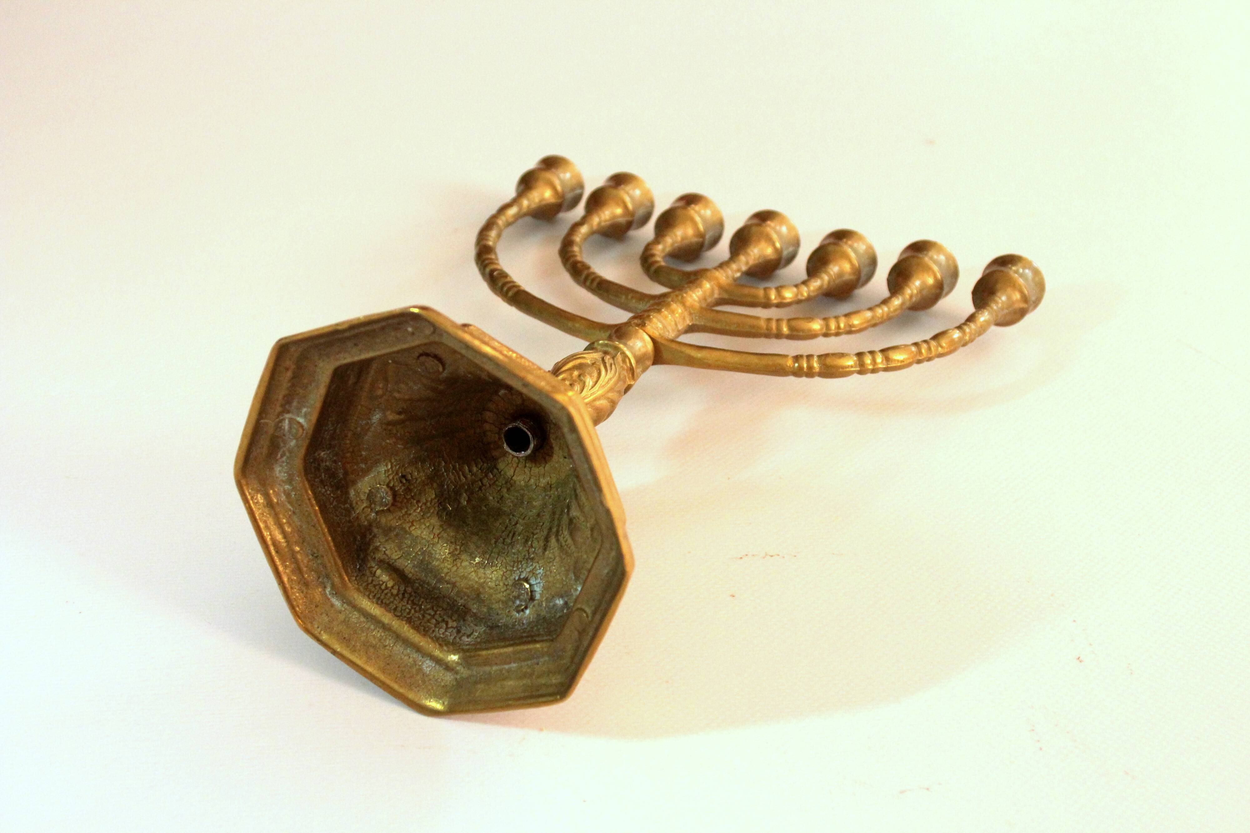 Brass menorah, brass candle holder, vintage