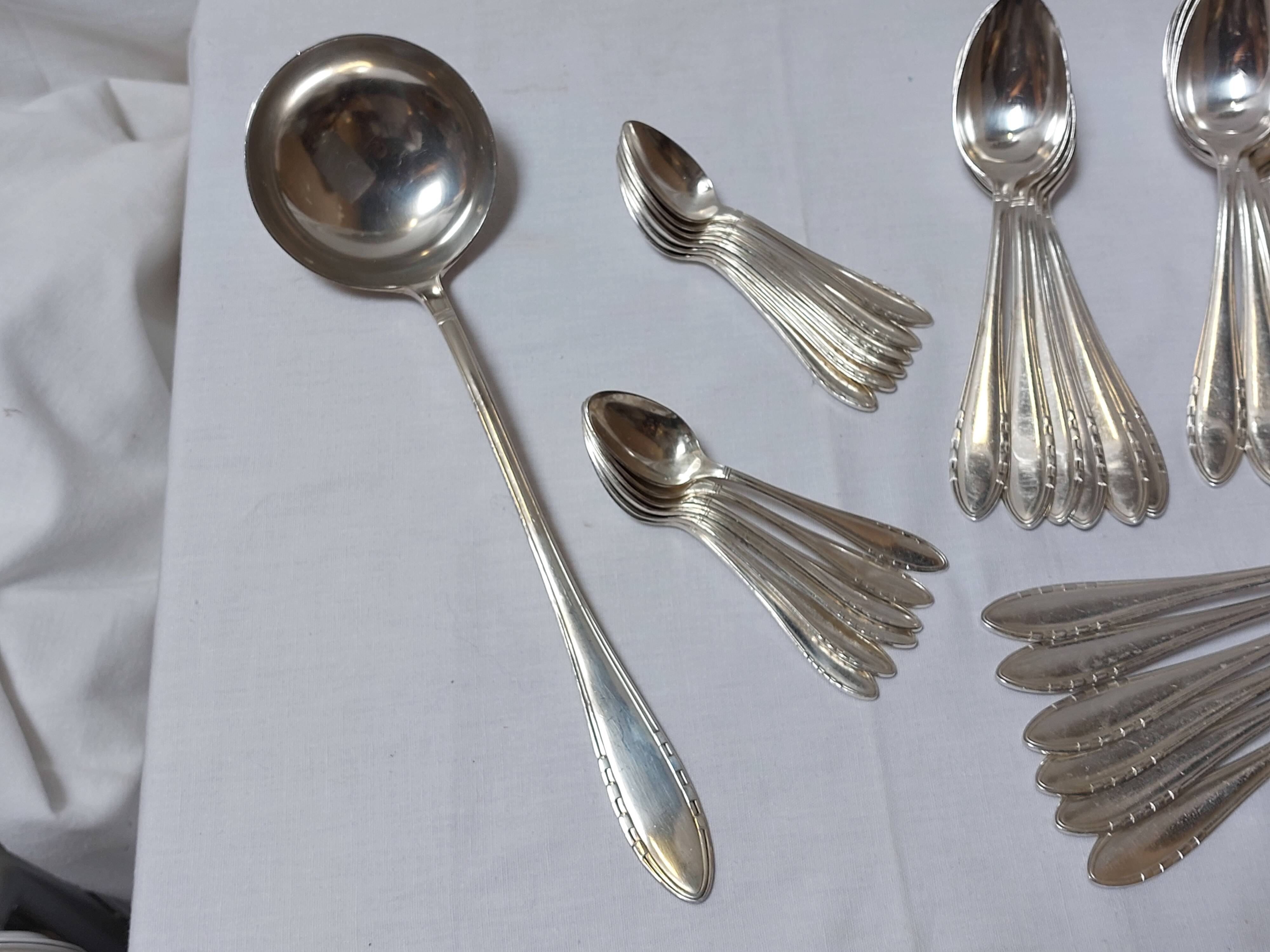 37-piece silver-plated metal cutlery set Art Deco