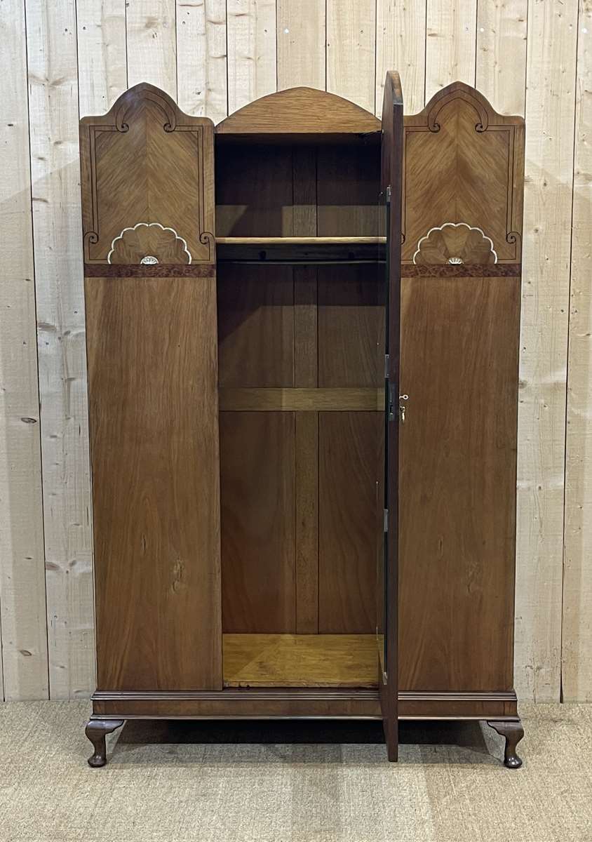Art Deco walnut wardrobe and marquetry