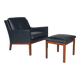 Leather armchair and footstool by Kai Lyngfeldt-Larsen. Denmark 1960s