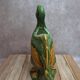 Large vintage duck jug in barbotine – green glazed earthenware – 29 cm