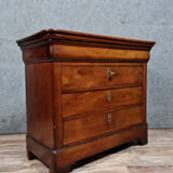 Lady chest of drawers Louis Philippe period in solid walnut around 1830